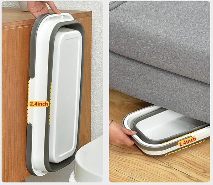 Collapsible Plastic Bucket with Wheels – Multi-Purpose Handy Basket for Home Cleaning, Camping, RV, and Mop Use