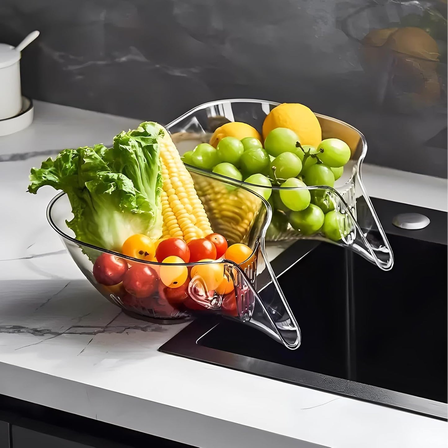 Drain Basket Funnel for Kitchen Sink – Multipurpose Food Strainer & Filter Basket for Washing, Draining & Rinsing