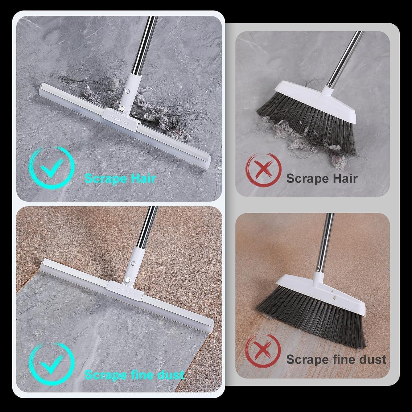 2-in-1 Floor Cleaner Brush – Multifunction Magic Broom & Silicone Floor Squeegee for Wet and Dry Cleaning