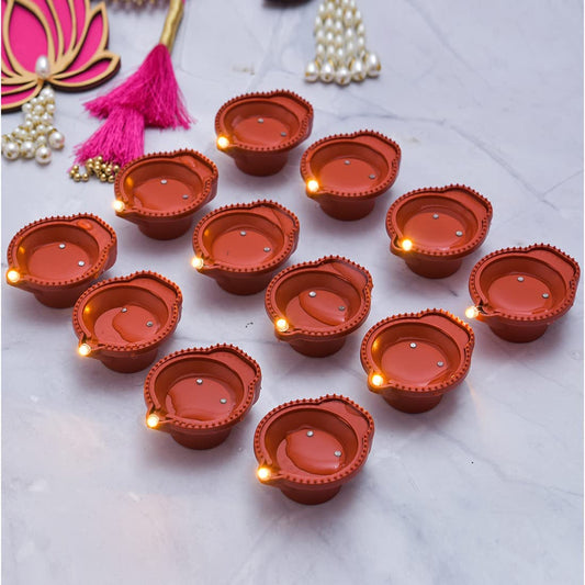 Water Sensor Floating LED Diya (Pack of 6) | Decorative LED Lamps for Diwali, Home & Festival Decoration
