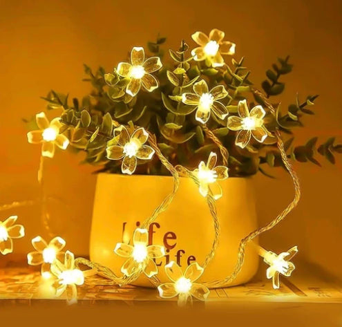 Silicone Flower LED String Fairy Lights | Warm White | Indoor & Outdoor Decorative Light for Home, Balcony, Garden, Festivals & Parties (Pack of 1)
