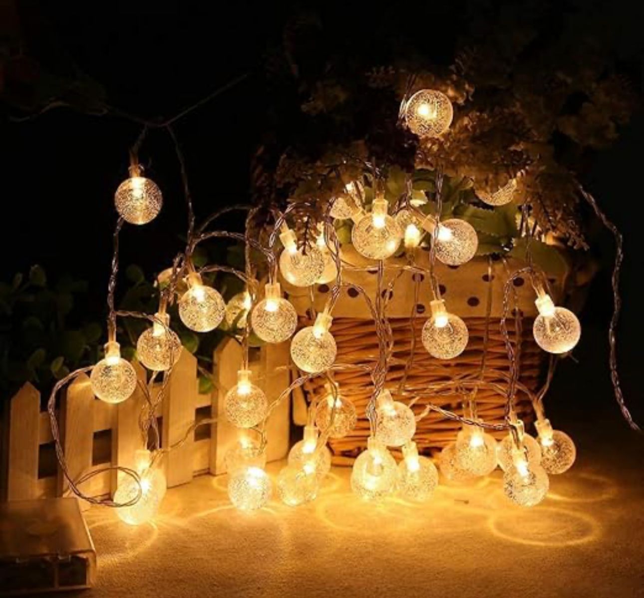 New 16 LED Crystal Balls String Light | Warm White | Decorative Fairy Light for Home, Bedroom, Garden, Diwali & Christmas (Pack of 1)
