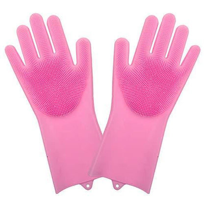 Silicone Dish Washing & Cleaning Gloves – Heat Resistant Gloves for Kitchen, Dishwashing, and Pet Grooming (Multicolor, Set of 1)