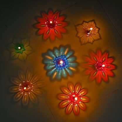 3D Diya Lights (Set of 12) | Decorative Electric Diyas for Diwali Festival, Pooja & Home Decor