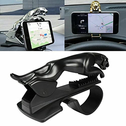 Jaguar Car Mobile Holder – Stylish Dashboard & Air Vent Mount | 360° Adjustable Universal Mobile Stand for All Smartphones (Black/Gold)