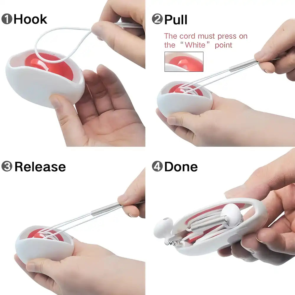 Automatic Cord Winder & Cable Organizer | Retractable Earphone, USB & Charging Cable Storage Case | Tangle-Free Wire Management Box