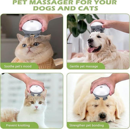Cat & Dog Electric Massager | USB Rechargeable Pet Massage Brush | Relaxing 4-Head Rotating Design for Stress Relief & Improved Blood Flow