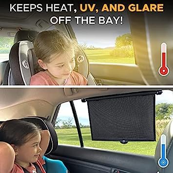 Universal Fit Magnetic Car Side Window Privacy Sunshade | UV Protection Car Window Curtain | Easy to Install, Foldable & Heat Resistant (Pack of 2)