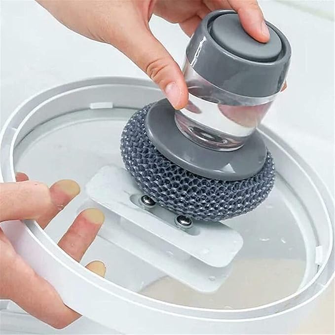 Soap Dispensing Dish Brush – Pressing Cleaning Brush with Built-in Liquid Storage for Dishes, Pots, and Kitchen Cleaning