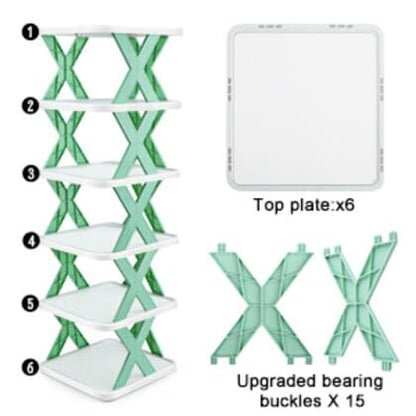 Plastic 4-Layer Foldable Shoe Rack – Multi-Color Storage Organizer for Shoes, Slippers & Home Essentials