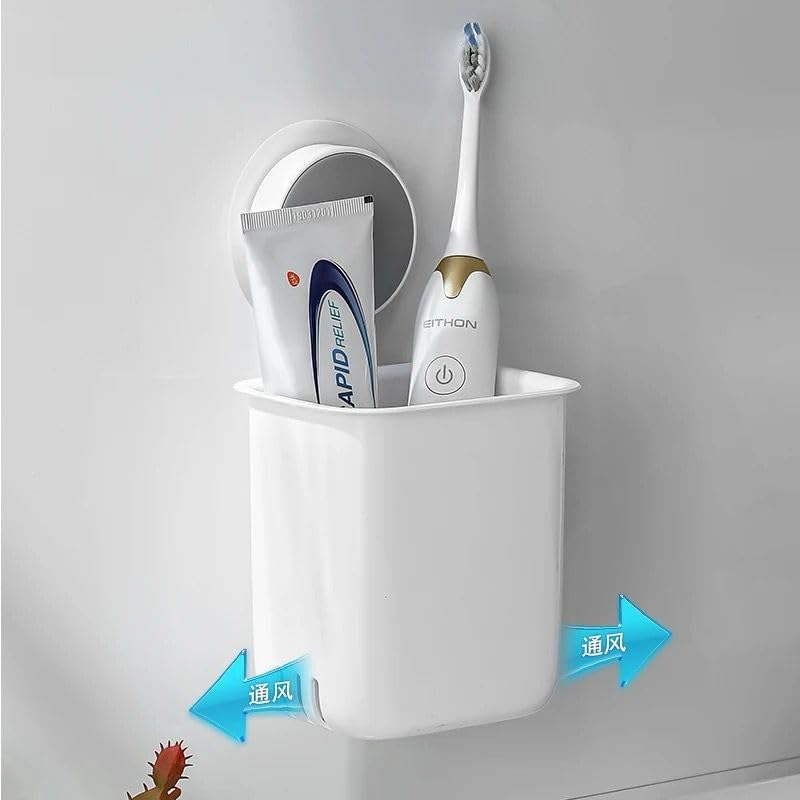 Punch-Free Toothbrush Holder Wall Mount – Multiuse Organizer for Toothbrushes, Toothpaste, Shavers, Razors & Makeup Brushes (Pack of 1)