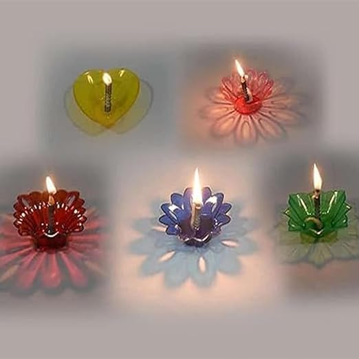 3D Diya Lights (Set of 12) | Decorative Electric Diyas for Diwali Festival, Pooja & Home Decor