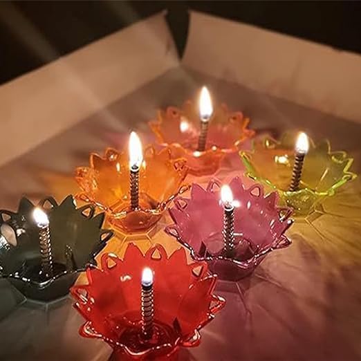 3D Diya Lights (Set of 12) | Decorative Electric Diyas for Diwali Festival, Pooja & Home Decor
