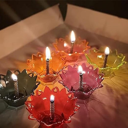 3D Diya Lights (Set of 12) | Decorative Electric Diyas for Diwali Festival, Pooja & Home Decor