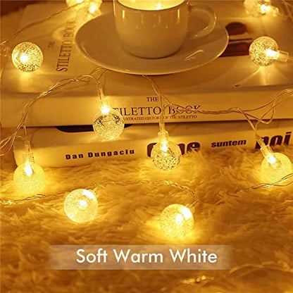 New 16 LED Crystal Balls String Light | Warm White | Decorative Fairy Light for Home, Bedroom, Garden, Diwali & Christmas (Pack of 1)