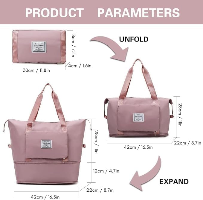 Waterproof Foldable Travel Duffel Bag – Lightweight Carry-On Luggage Tote for Gym, Sports, Weekend Trips & Travel