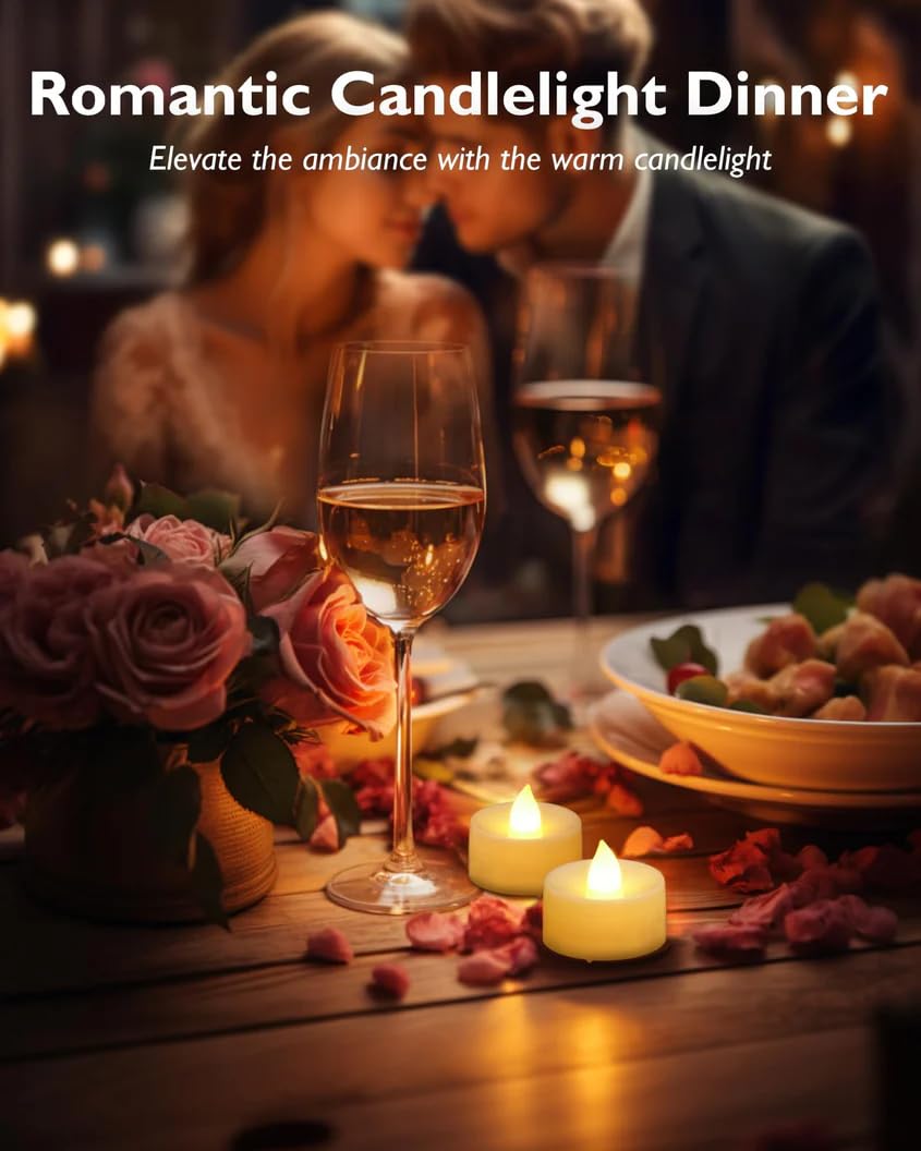 LED Tea Light Candles (Pack of 12) | Yellow LED Diyas for Home, Temple & Eco-Friendly Diwali Decoration