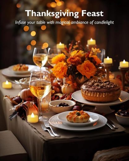 LED Tea Light Candles (Pack of 12) | Yellow LED Diyas for Home, Temple & Eco-Friendly Diwali Decoration