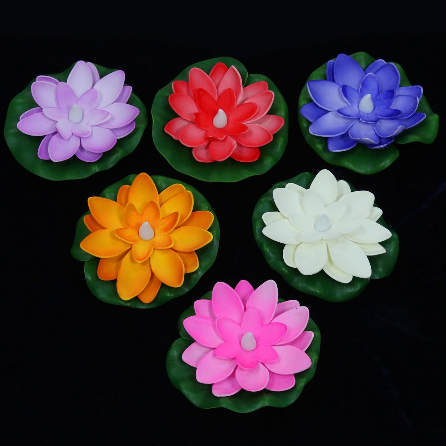 Flameless Lotus Flower LED Diyas (Pack of 6) | Water Sensor Floating Diya Lights for Diwali, Home, Temple & Festival Decoration