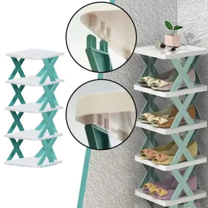 Plastic 4-Layer Foldable Shoe Rack – Multi-Color Storage Organizer for Shoes, Slippers & Home Essentials