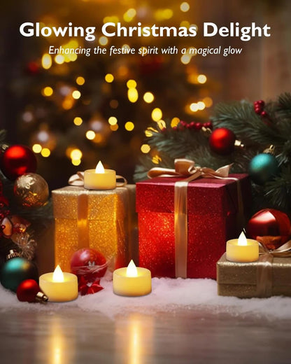 LED Tea Light Candles (Pack of 12) | Yellow LED Diyas for Home, Temple & Eco-Friendly Diwali Decoration