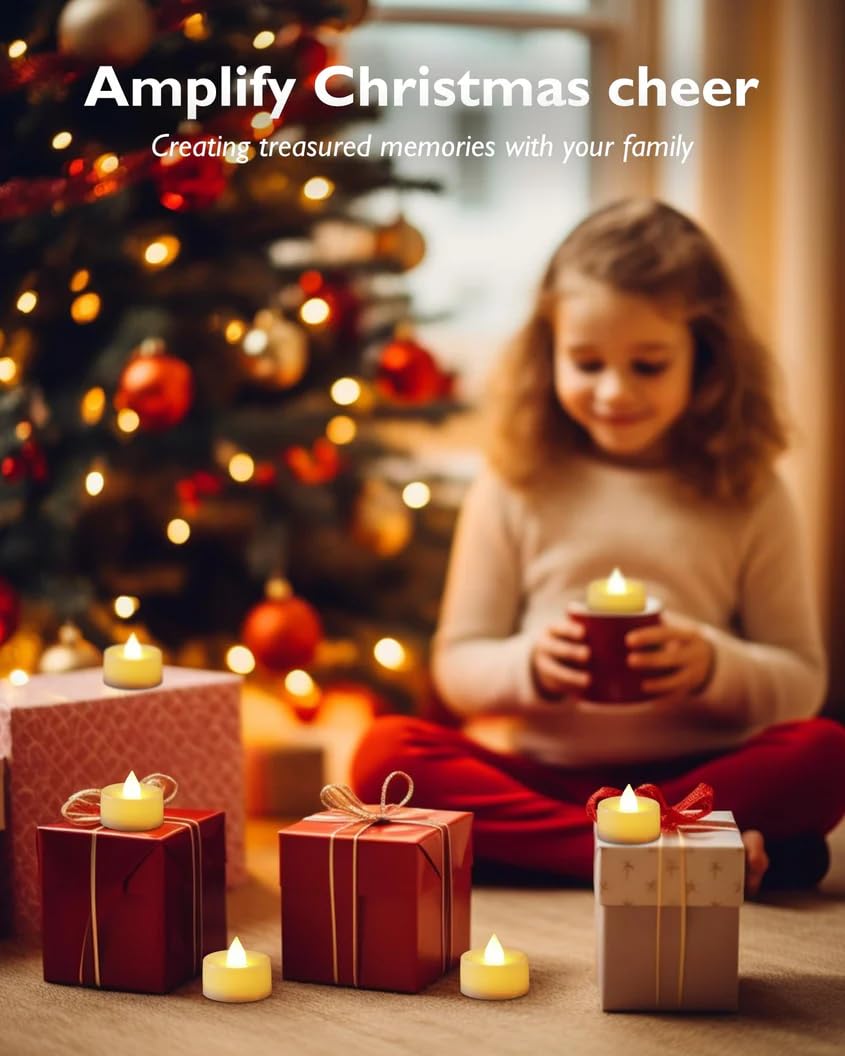 LED Tea Light Candles (Pack of 12) | Yellow LED Diyas for Home, Temple & Eco-Friendly Diwali Decoration