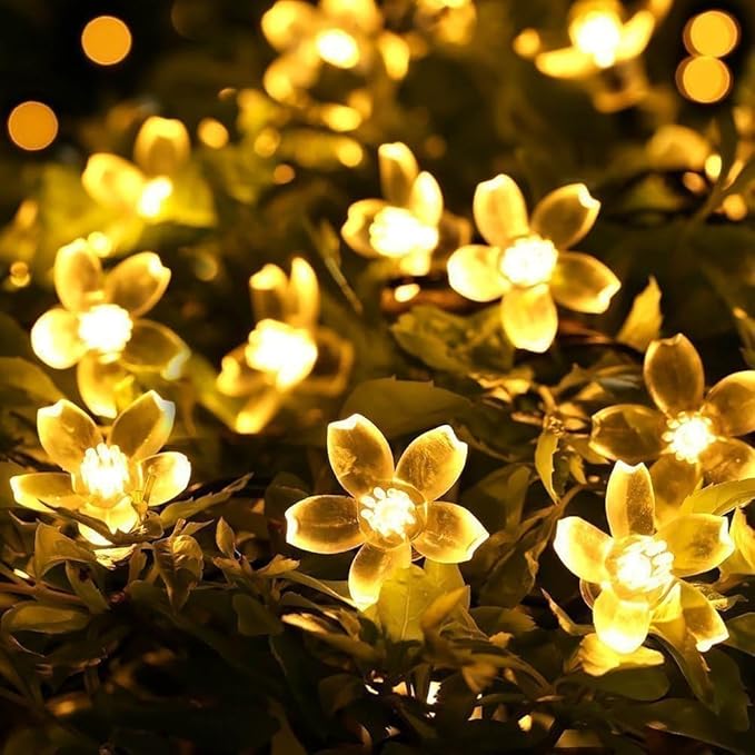 Silicone Flower LED String Fairy Lights | Warm White | Indoor & Outdoor Decorative Light for Home, Balcony, Garden, Festivals & Parties (Pack of 1)