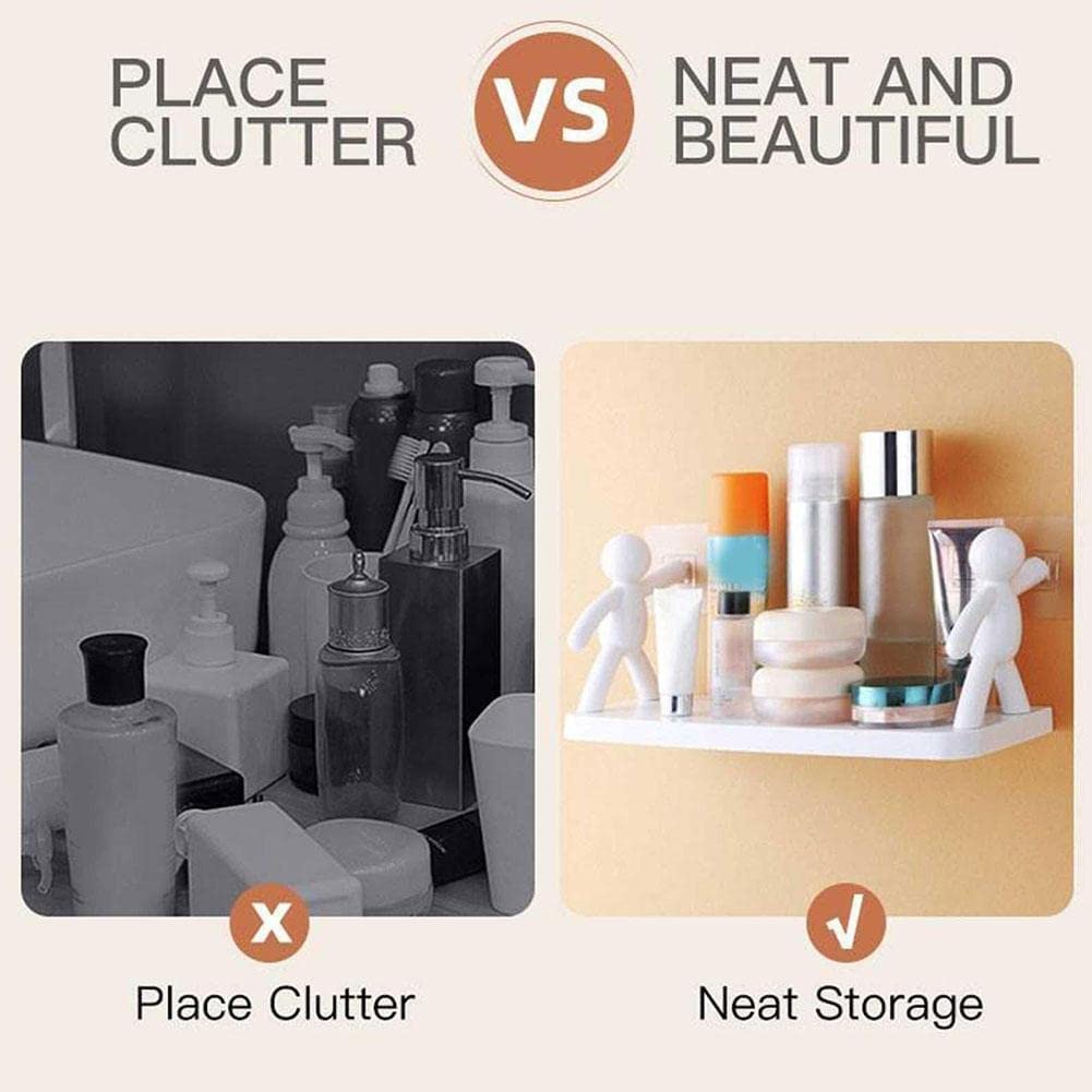 Doll Shape Multipurpose Stand Holder – Wall Mount Rack Storage Box with Magic Sticker for Bathroom, Kitchen, Bedroom & Office (Pack of 2, Multicolor)