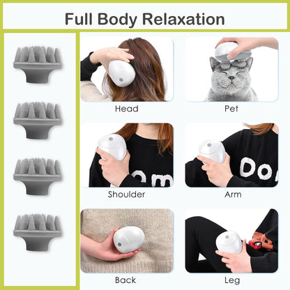 Cat & Dog Electric Massager | USB Rechargeable Pet Massage Brush | Relaxing 4-Head Rotating Design for Stress Relief & Improved Blood Flow