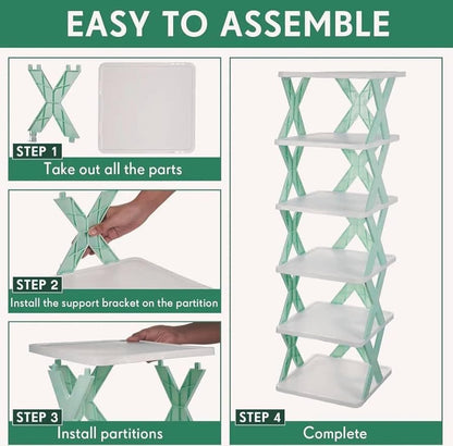 Plastic 4-Layer Foldable Shoe Rack – Multi-Color Storage Organizer for Shoes, Slippers & Home Essentials