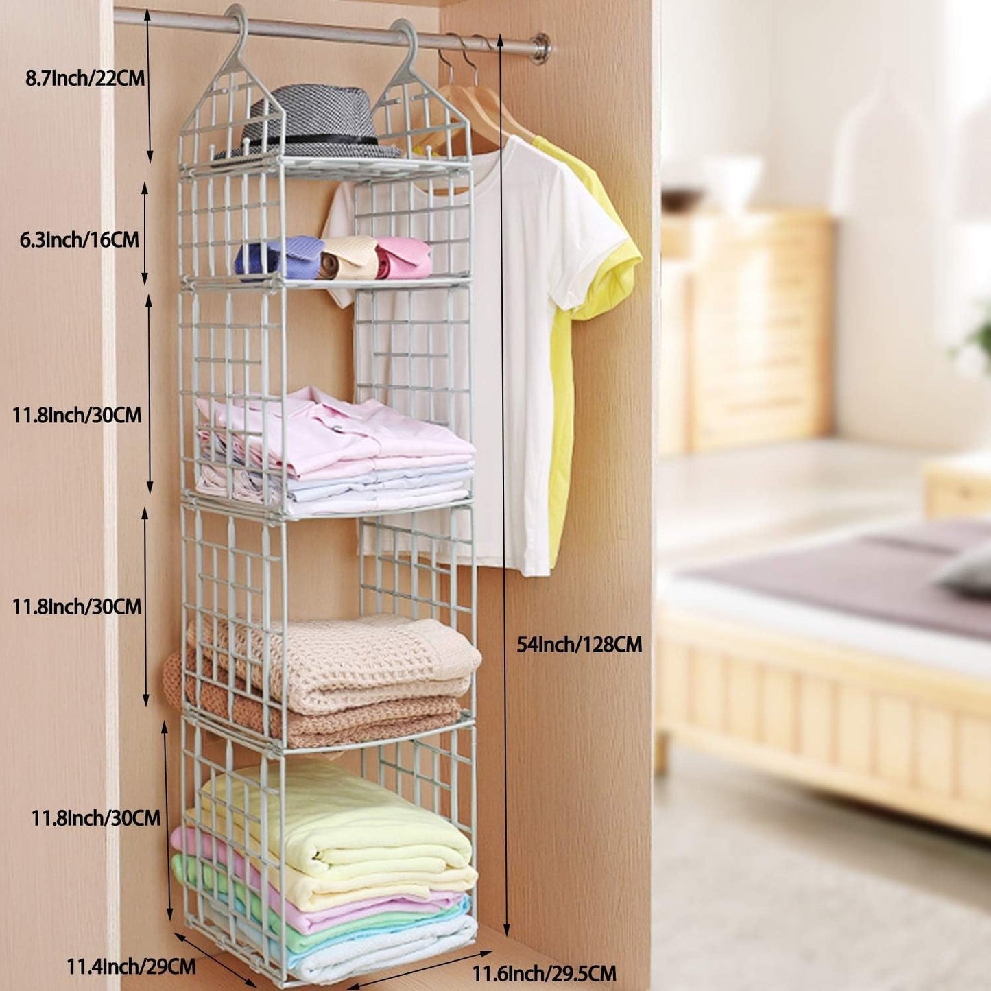 5 Layer Folding Clothes Storage Rack – Hanging Wardrobe Organizer for Students, Dormitory & Home | Foldable Plastic Closet Shelves (White)