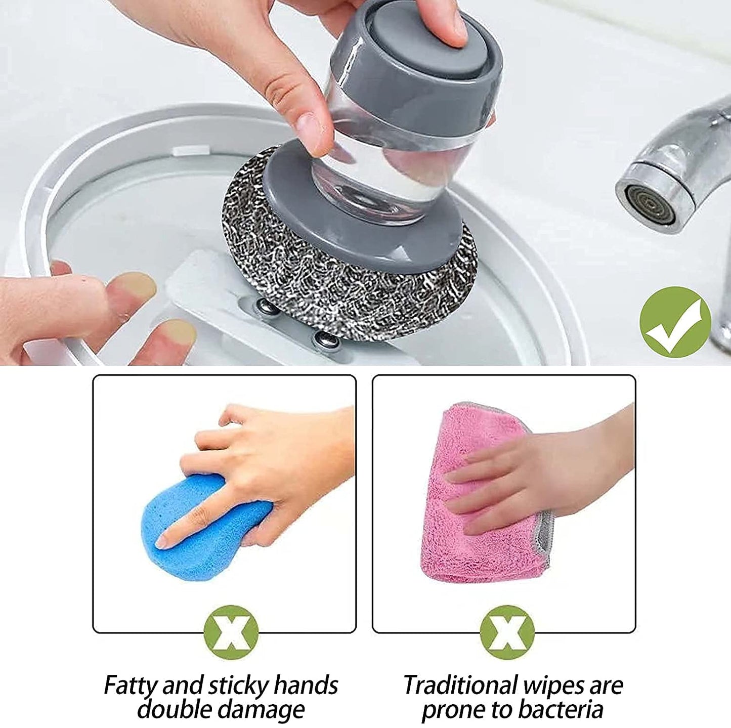 Soap Dispensing Dish Brush – Pressing Cleaning Brush with Built-in Liquid Storage for Dishes, Pots, and Kitchen Cleaning
