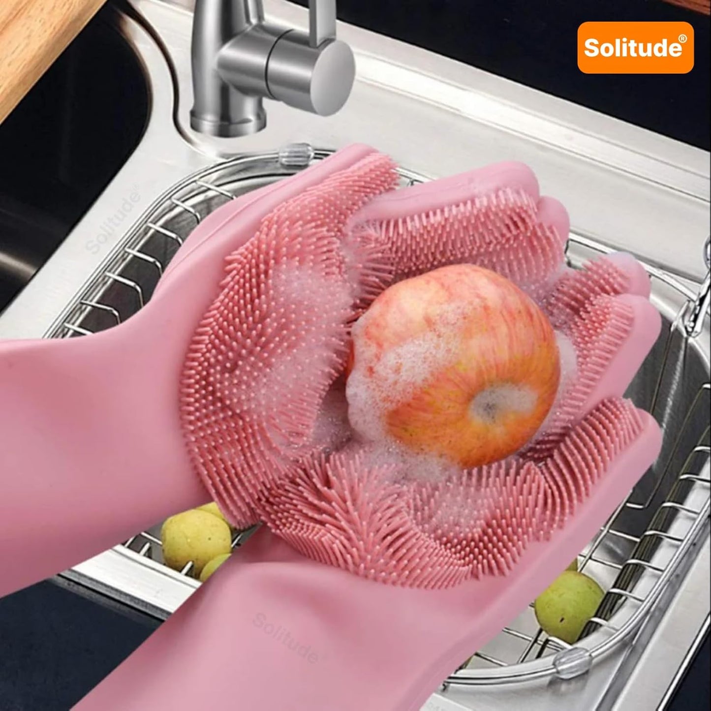 Silicone Dish Washing & Cleaning Gloves – Heat Resistant Gloves for Kitchen, Dishwashing, and Pet Grooming (Multicolor, Set of 1)