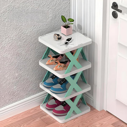 Plastic 4-Layer Foldable Shoe Rack – Multi-Color Storage Organizer for Shoes, Slippers & Home Essentials