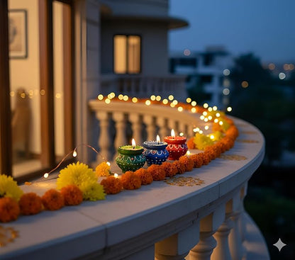 Matka Diya Candles Set (Pack of 4) | Decorative Tealight Candles for Home, Festival & Diwali Decoration Lights