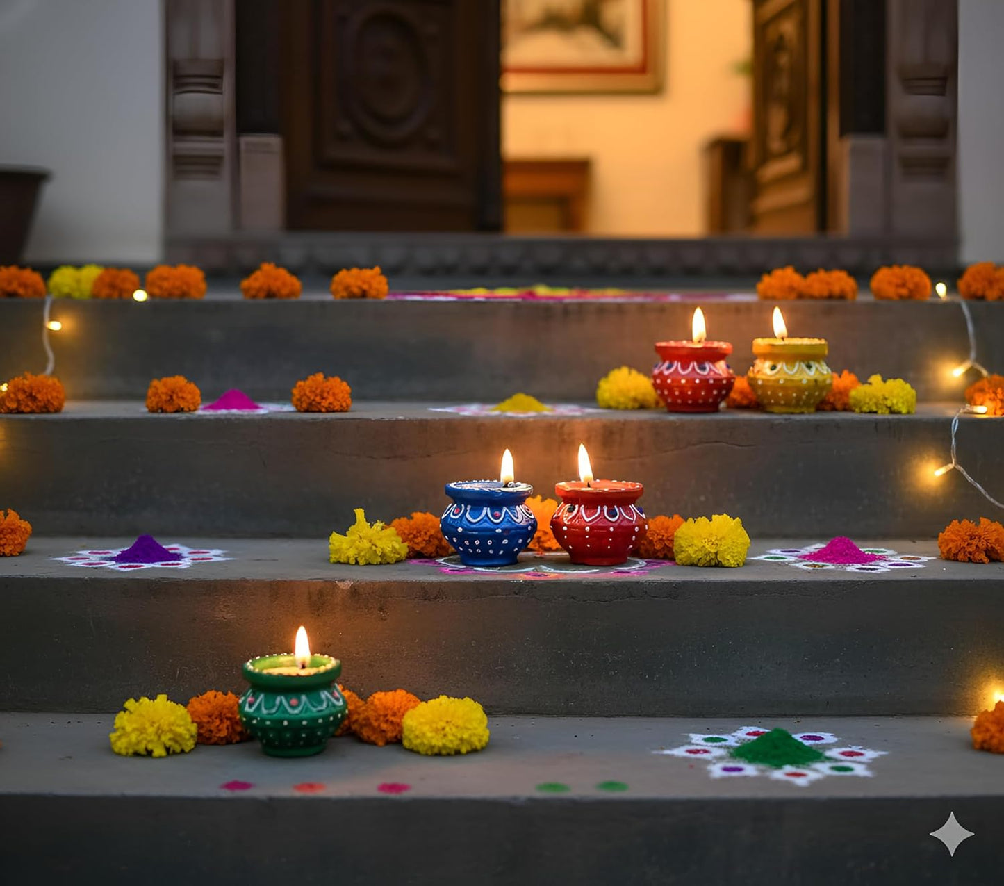 Matka Diya Candles Set (Pack of 4) | Decorative Tealight Candles for Home, Festival & Diwali Decoration Lights