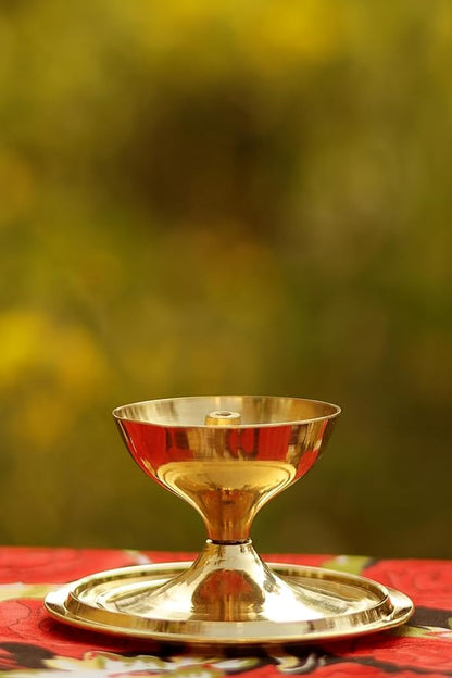 Brass & Glass Akhand Deep Diya with Cover | Traditional Oil Lamp for Puja, Festival & Home Decoration
