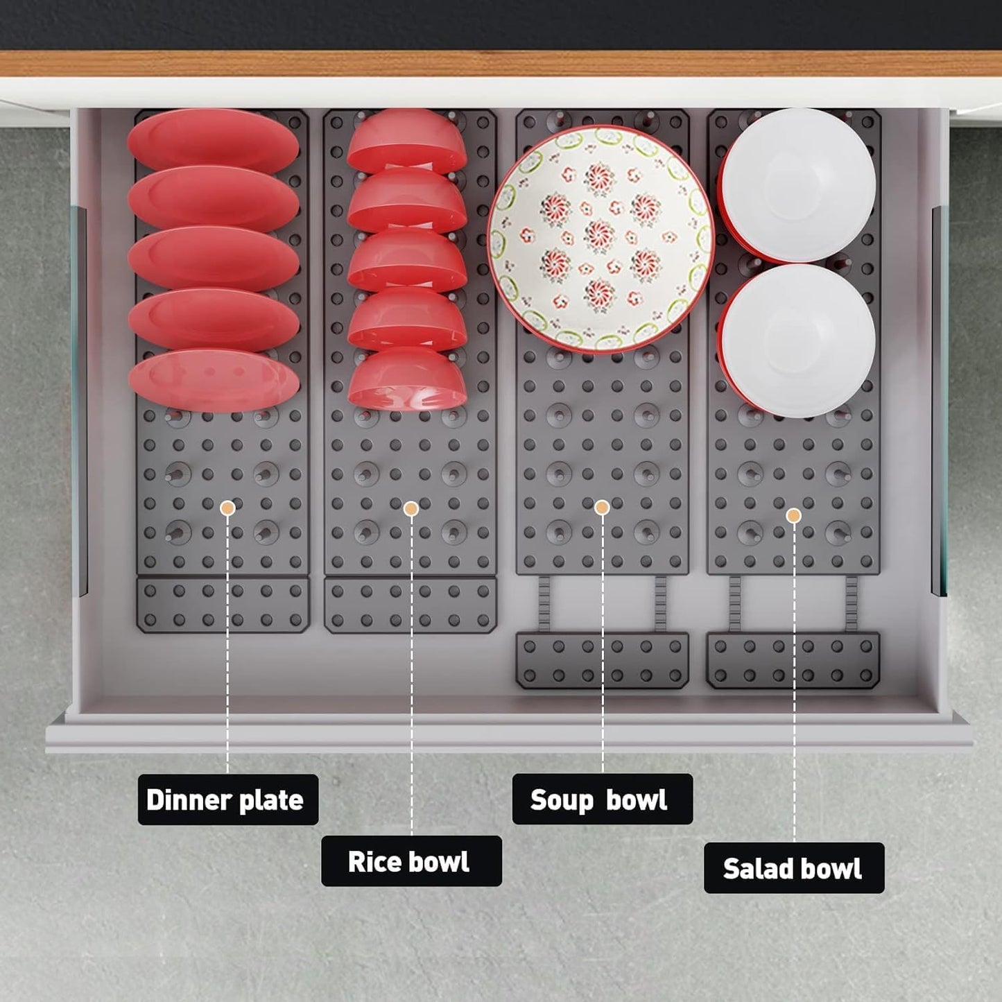 Kitchen Cupboard & Drawer Organizer – Pegboard Tray for Cabinets, Utensils & Kitchen Accessories
