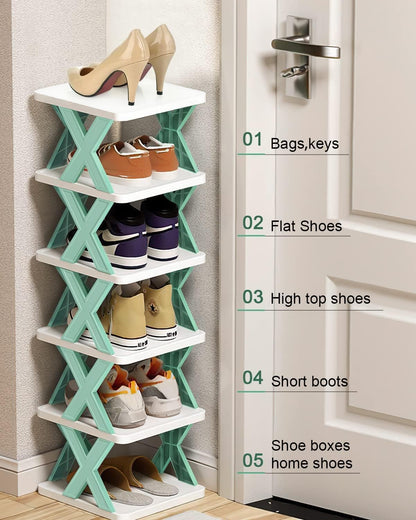 Plastic 4-Layer Foldable Shoe Rack – Multi-Color Storage Organizer for Shoes, Slippers & Home Essentials