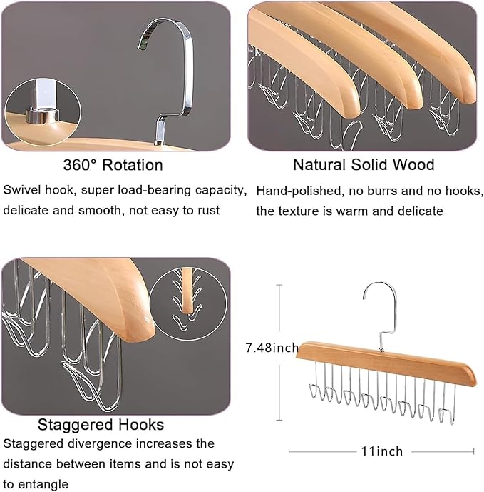 Hanger Anti-Slip Multipurpose Belt Organizer for Shawls, Purses, Scarves & Ties | Round Hook Design for Closet Storage