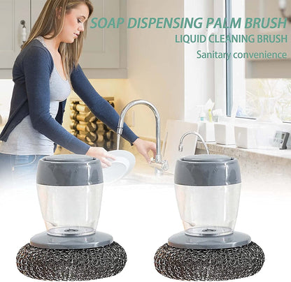 Soap Dispensing Dish Brush – Pressing Cleaning Brush with Built-in Liquid Storage for Dishes, Pots, and Kitchen Cleaning