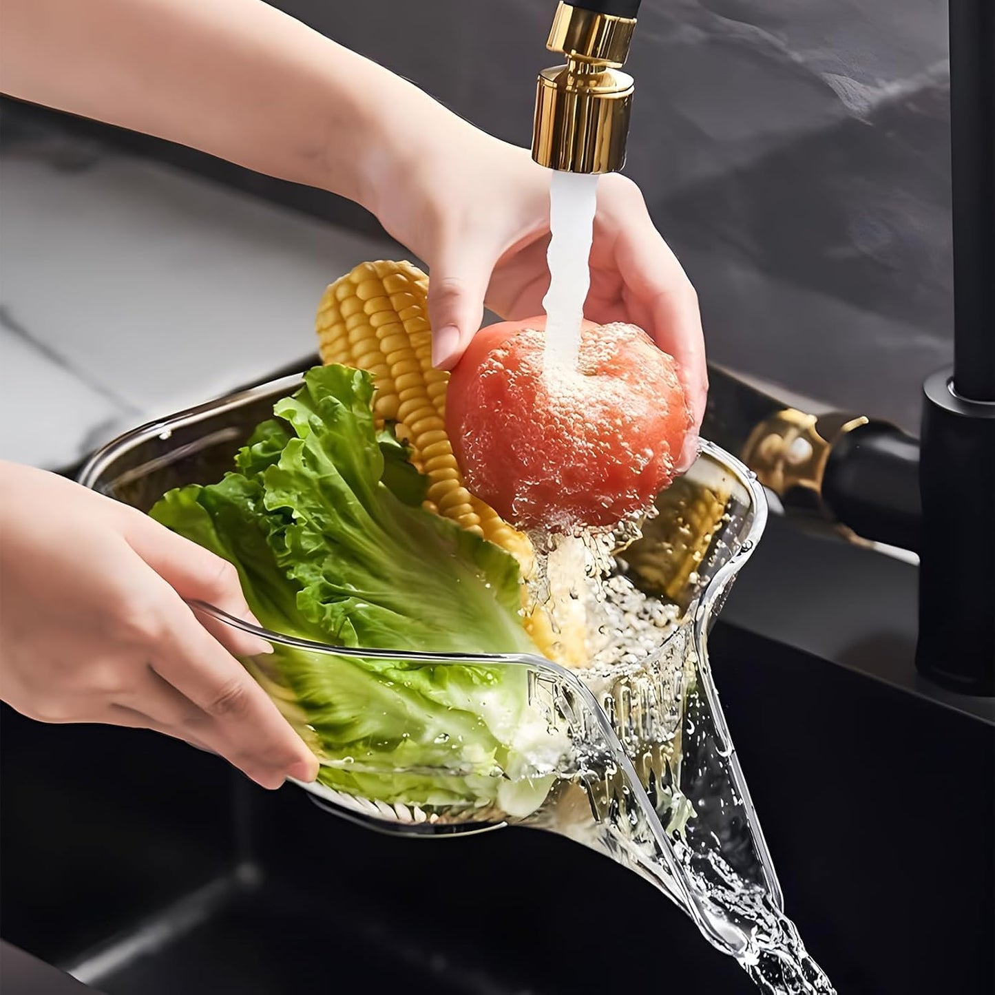 Drain Basket Funnel for Kitchen Sink – Multipurpose Food Strainer & Filter Basket for Washing, Draining & Rinsing