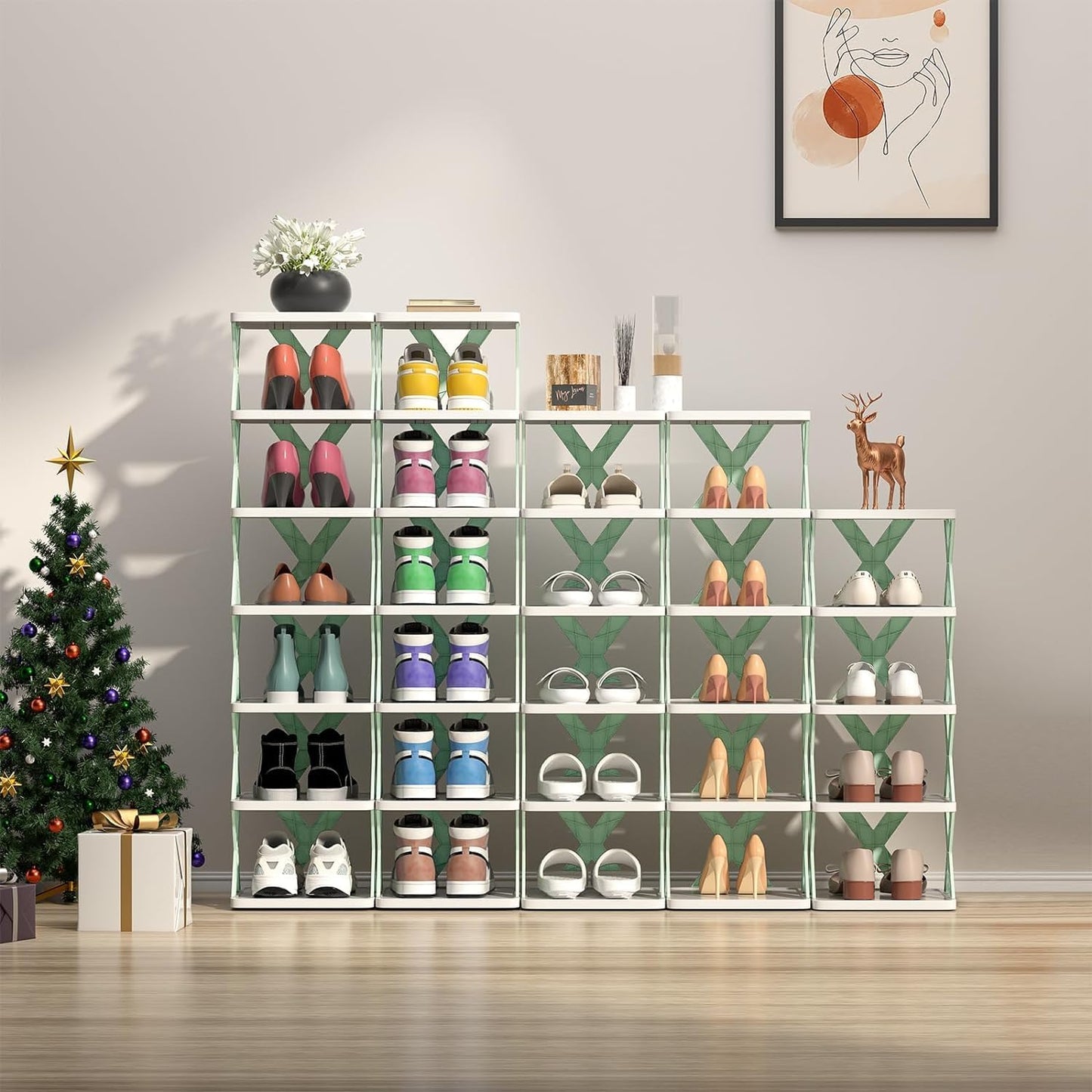 Plastic 4-Layer Foldable Shoe Rack – Multi-Color Storage Organizer for Shoes, Slippers & Home Essentials