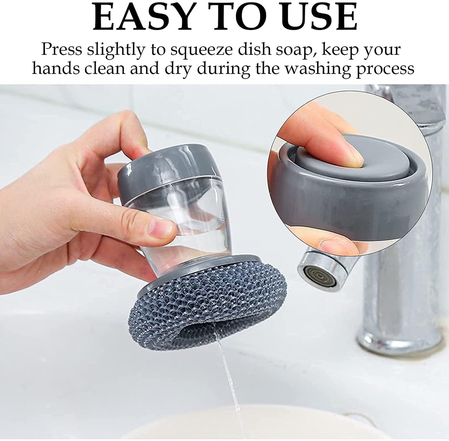 Soap Dispensing Dish Brush – Pressing Cleaning Brush with Built-in Liquid Storage for Dishes, Pots, and Kitchen Cleaning