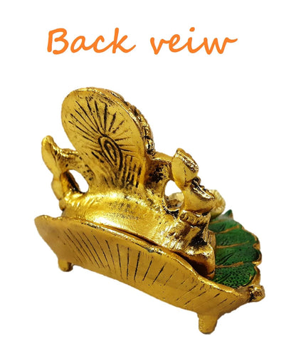 God Ganeshji Diya Set (Brass & Green) | Traditional Decorative Diya for Puja, Home Temple & Diwali Decoration
