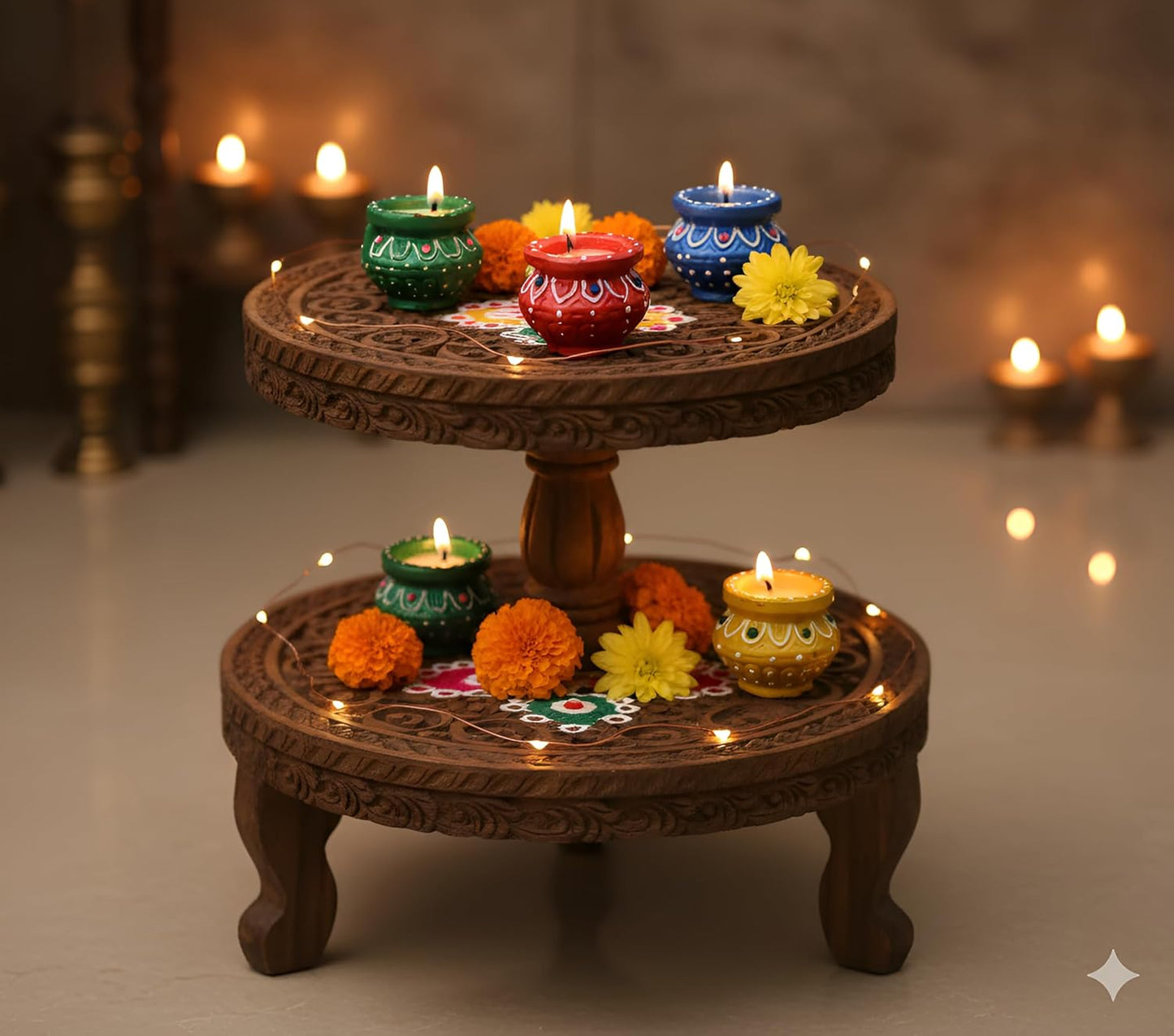 Matka Diya Candles Set (Pack of 4) | Decorative Tealight Candles for Home, Festival & Diwali Decoration Lights