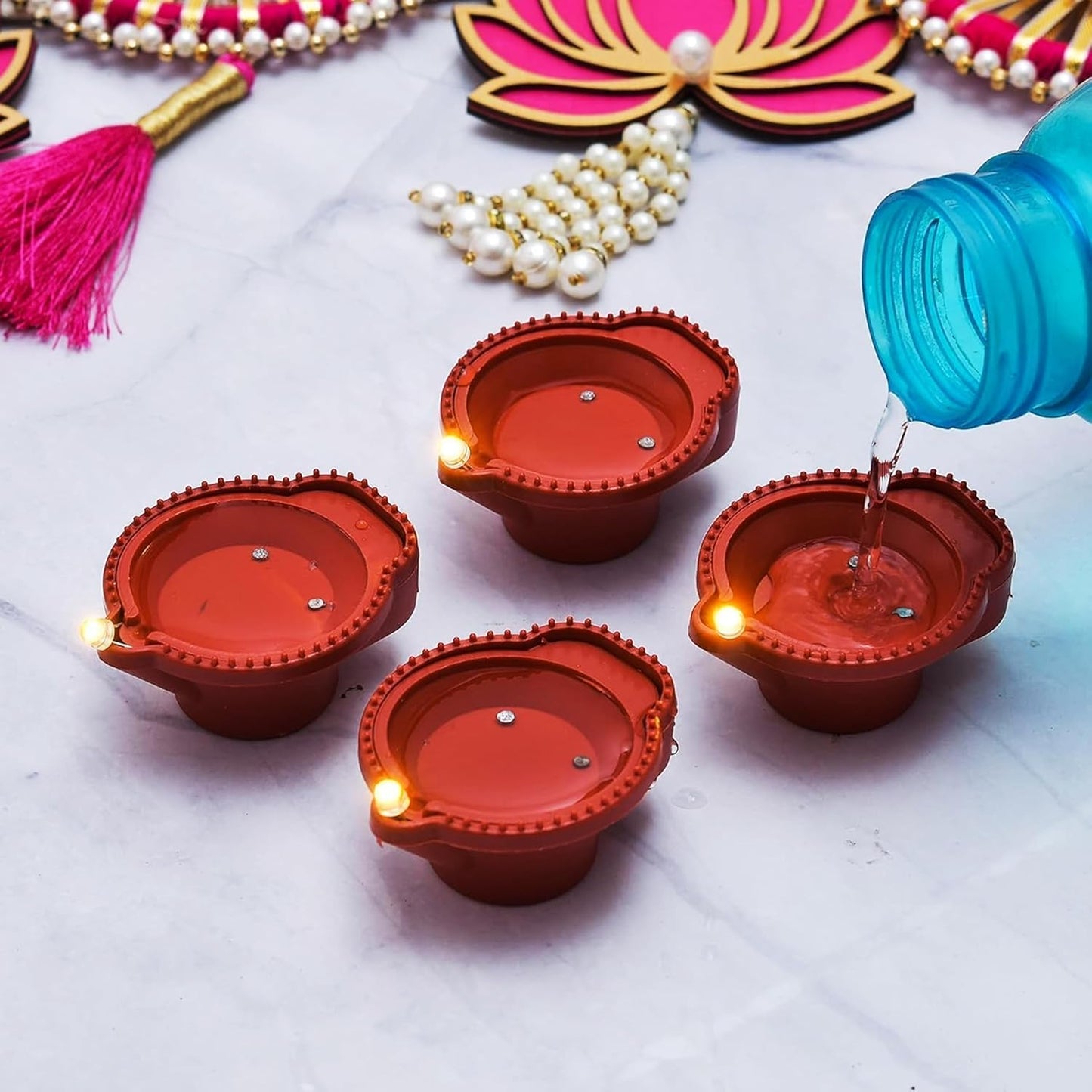 Water Sensor Floating LED Diya (Pack of 6) | Decorative LED Lamps for Diwali, Home & Festival Decoration
