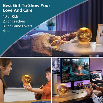 3D Crystal Lamp Ball – LED Night Light with Assorted Designs, Decorative Gift Lamp