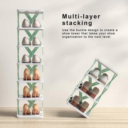 Plastic 4-Layer Foldable Shoe Rack – Multi-Color Storage Organizer for Shoes, Slippers & Home Essentials