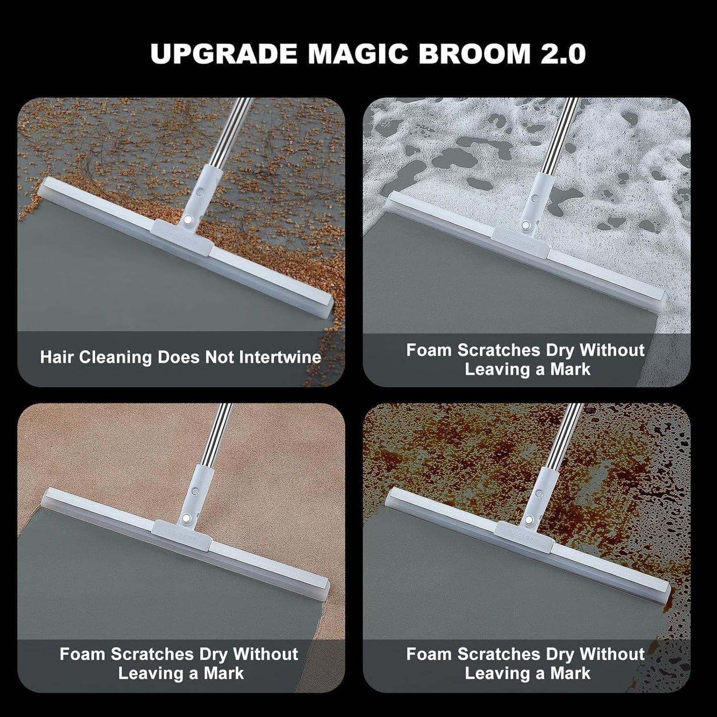 2-in-1 Floor Cleaner Brush – Multifunction Magic Broom & Silicone Floor Squeegee for Wet and Dry Cleaning